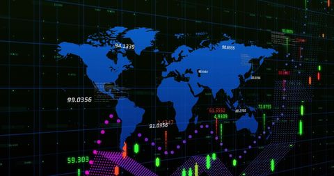 Global Financial Data Over World Map Reflecting Revenue Growth - Download Free Stock Images Pikwizard.com