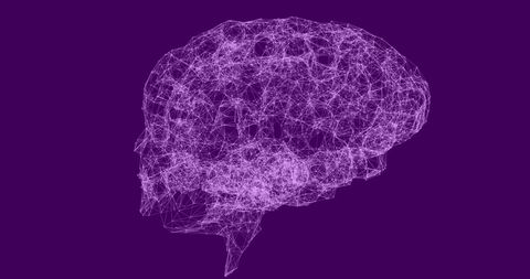 digital wireframe brain with data network design on purple background - Download Free Stock Images Pikwizard.com