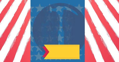 Hammer Over American Flag Background with Blank Banner