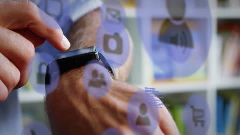 Businessman Interacting with Smartwatch Technology Interface