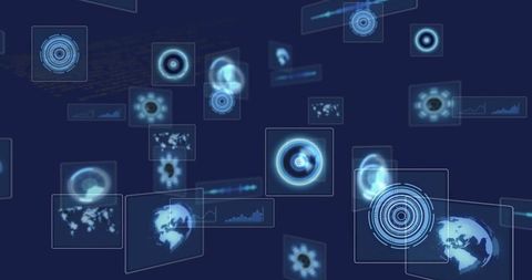 Digital Interface with Data Analytics and Global Technology Icons - Download Free Stock Images Pikwizard.com