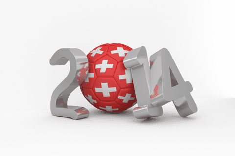 2014 number with switzerland flag ball on transparent background