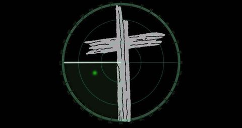 Cross Centered on Futuristic Radar Display