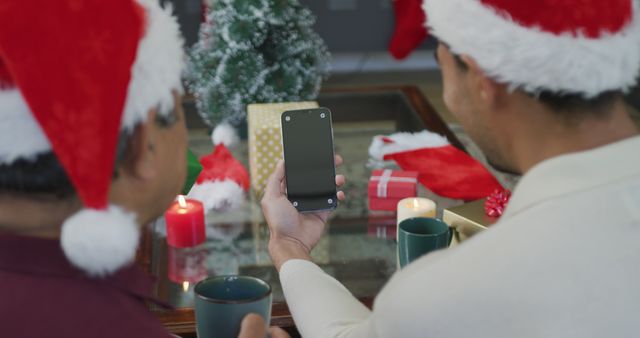 Family Video Calling During Christmas with Gifts and Christmas Tree - Download Free Stock Images Pikwizard.com