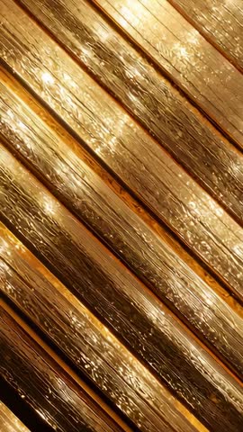 Glinting Sunlight on Wet Angled Wooden Deck Boards Vertical Video Loop