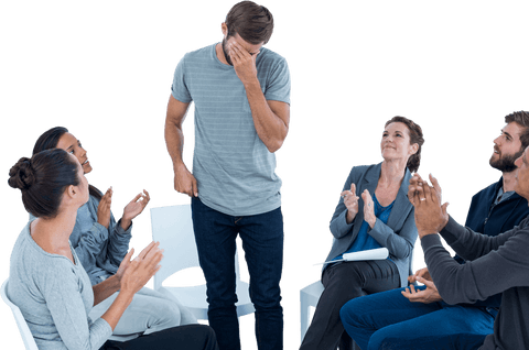 Transparent rehabilitation group offering support in therapy session