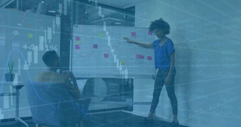 Diverse Colleagues Collaborating with Financial Overlay