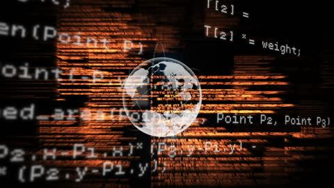 Digital Globe with Flowing Data Code Display