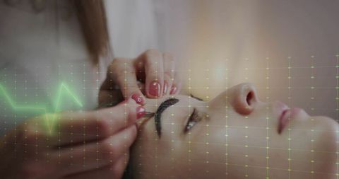 Microblading procedure showing esthetician shaping eyebrow with precision and client comfort