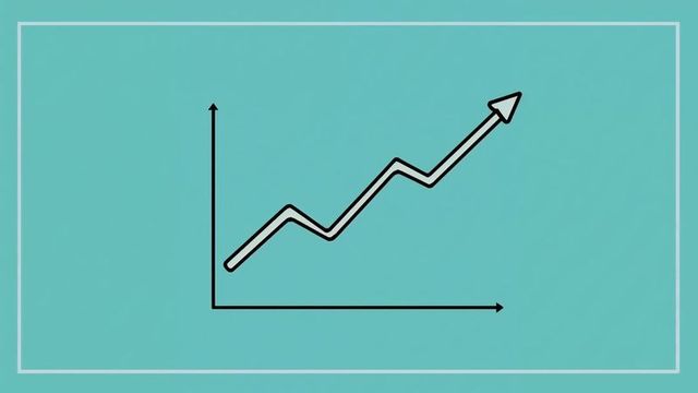 Rising trend line on turquoise background