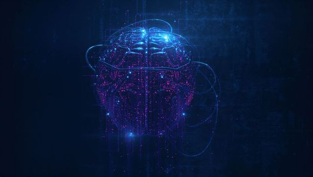 Glowing Digital Brain in Virtual Cyber Space