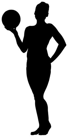 Dynamic silhouette of woman playing with ball on transparent