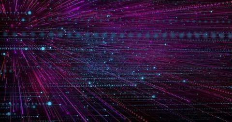 Futuristic data stream visualization in cybernetic space