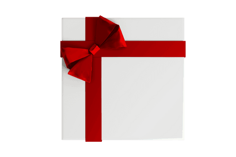 Transparent gift box with red bow for christmas celebrations