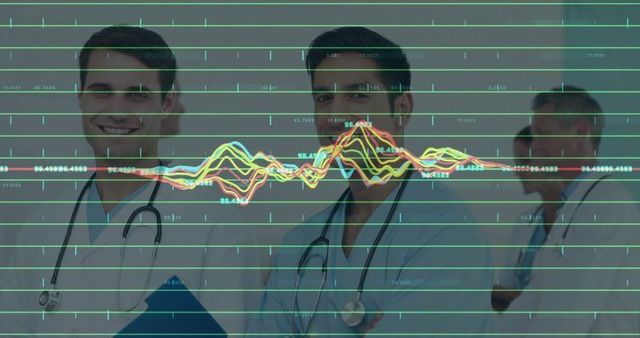 Healthcare Team with Analytics Data Overlaid in Medical Environment