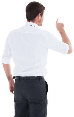 Businessman Pointing Transparent with Copy Space