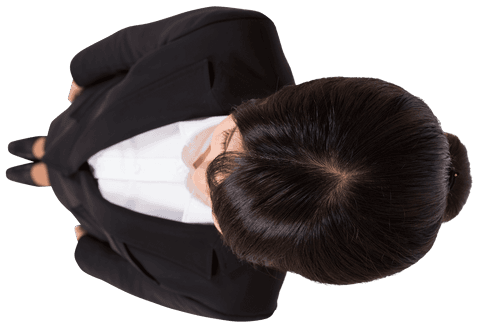 High angle view of businesswoman on transparent background