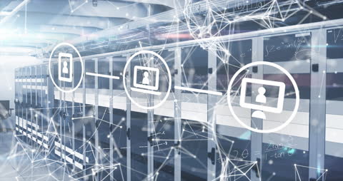 Futuristic Data Network Visualization with Digital Connections
