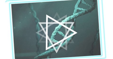 Abstract DNA Strand with Digital Triangles Overlay