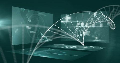 DNA Helix Overlaying Digital Data Interface - Download Free Stock Images Pikwizard.com