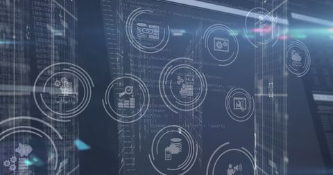 Futuristic Digital Icons with Data Processing Background - Download Free Stock Images Pikwizard.com