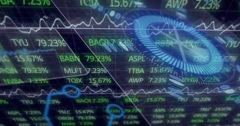 Displaying Dense Market Data on Holographic Trading Dashboard with Neon HUD Elements