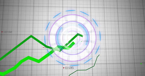 Futuristic Digital Finance Interface with Green Line Graph Animation