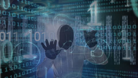 Cybersecurity Animation of Digital Network with Human Silhouette