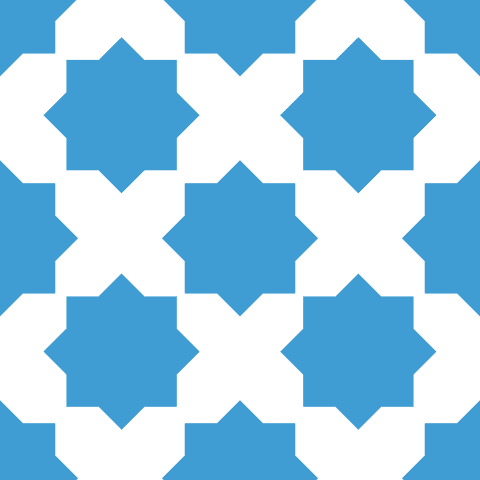 Geometric blue star pattern on transparent background