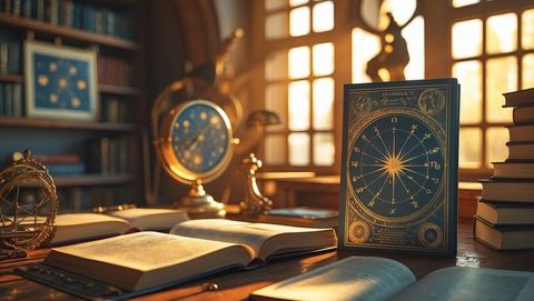 Antique Wooden Study with Astrology Theme and Mystical Atmosphere - Download Free Stock Images Pikwizard.com