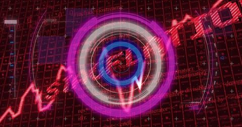 Futuristic cyber analytics dashboard with neon rings