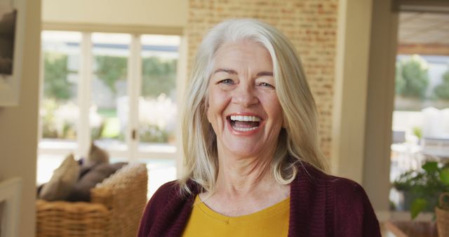 Image of senior happy smiling caucasian woman inside of house - Download Free Stock Photos Pikwizard.com