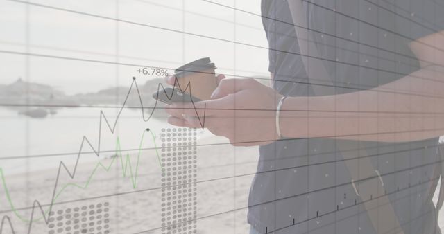 Businessman Analyzing Financial Data on Smartphone at Beach - Download Free Stock Images Pikwizard.com