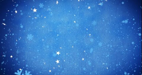 Snowflakes and Stars on Sparkling Blue Winter Background
