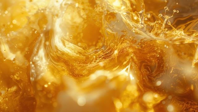 Luxurious Swirling Golden Liquid with Bubbles