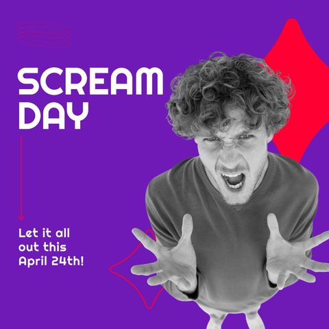 scream day celebration with energetic young man - Download Free Stock Templates Pikwizard.com