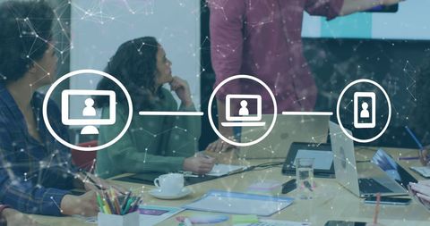 Diverse Team Analyzing Modern Data Processing in Office Environment