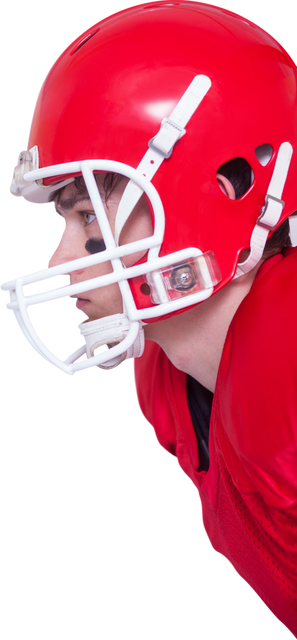 Profile View of Determined American Football Player in Red Helmet on Transparent Background - Download Free Stock Videos Pikwizard.com