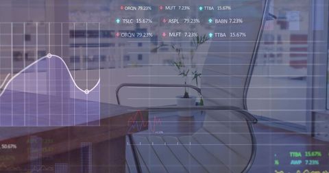 Statistical Data Overlay in Modern Office Environment - Download Free Stock Images Pikwizard.com