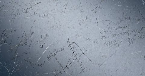 Complex mathematical formulas on grunge background