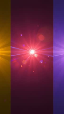 Vertical tri-panel pulsing starburst over maroon center with gold and violet panels