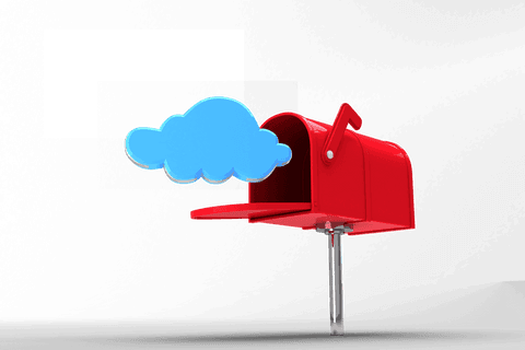 Mailbox with cloud symbolizing digital communication on transparent background