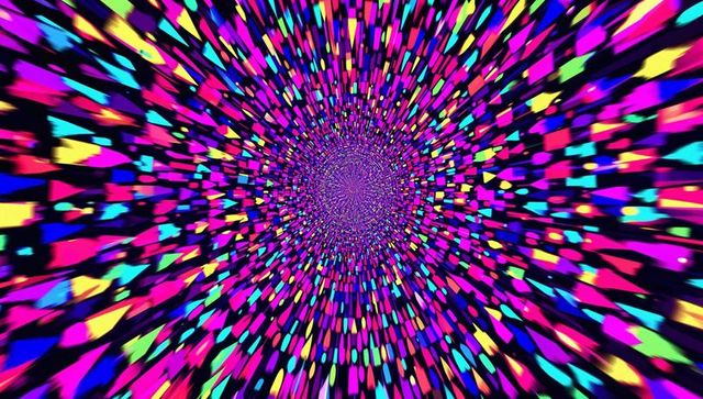 Vibrant multicolored optical illusion with trapezoidal shapes