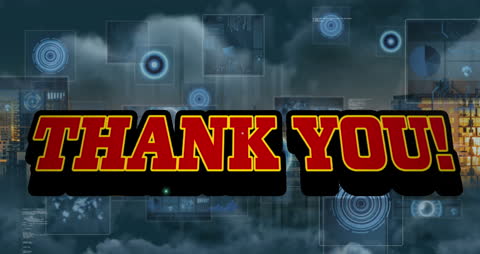 Thank You Text Over Futuristic Digital Interface Background