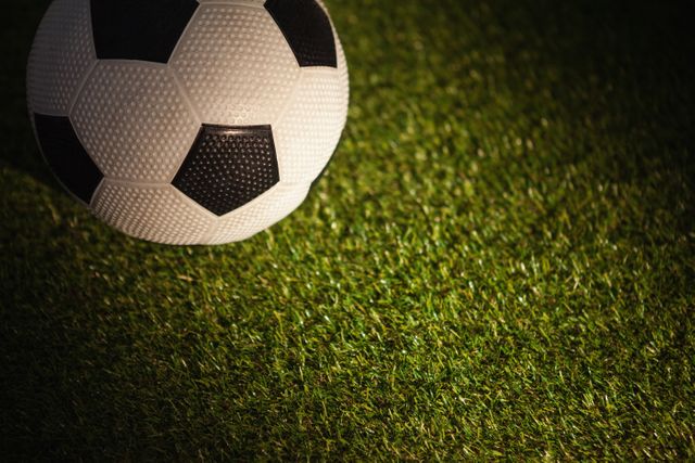 Close up of soccer ball on field