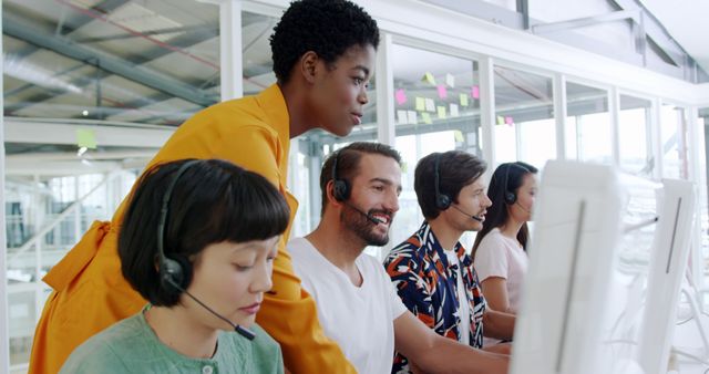 Team of Diverse Call Center Agents Working Together with Supervisor - Download Free Stock Images Pikwizard.com