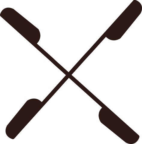 Crossed rowing oars silhouette on transparent background