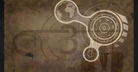 Technological countdown with digital interface elements