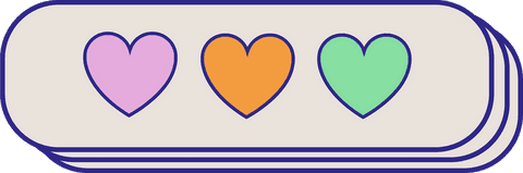 Transparent minimalistic heart icons in layered pill design