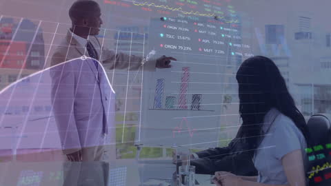 Businessman Presenting Data Analysis in Modern Office